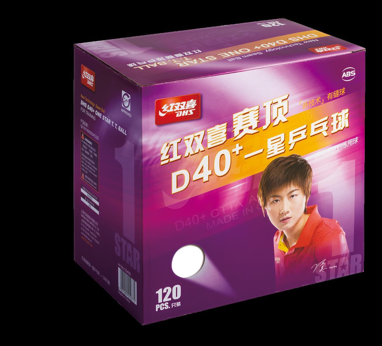 DHS Table Tennis Ball "CELL-FREE-DUAL" 1 Star 40 mm+ White (120 pcs/box) DXAN003-2