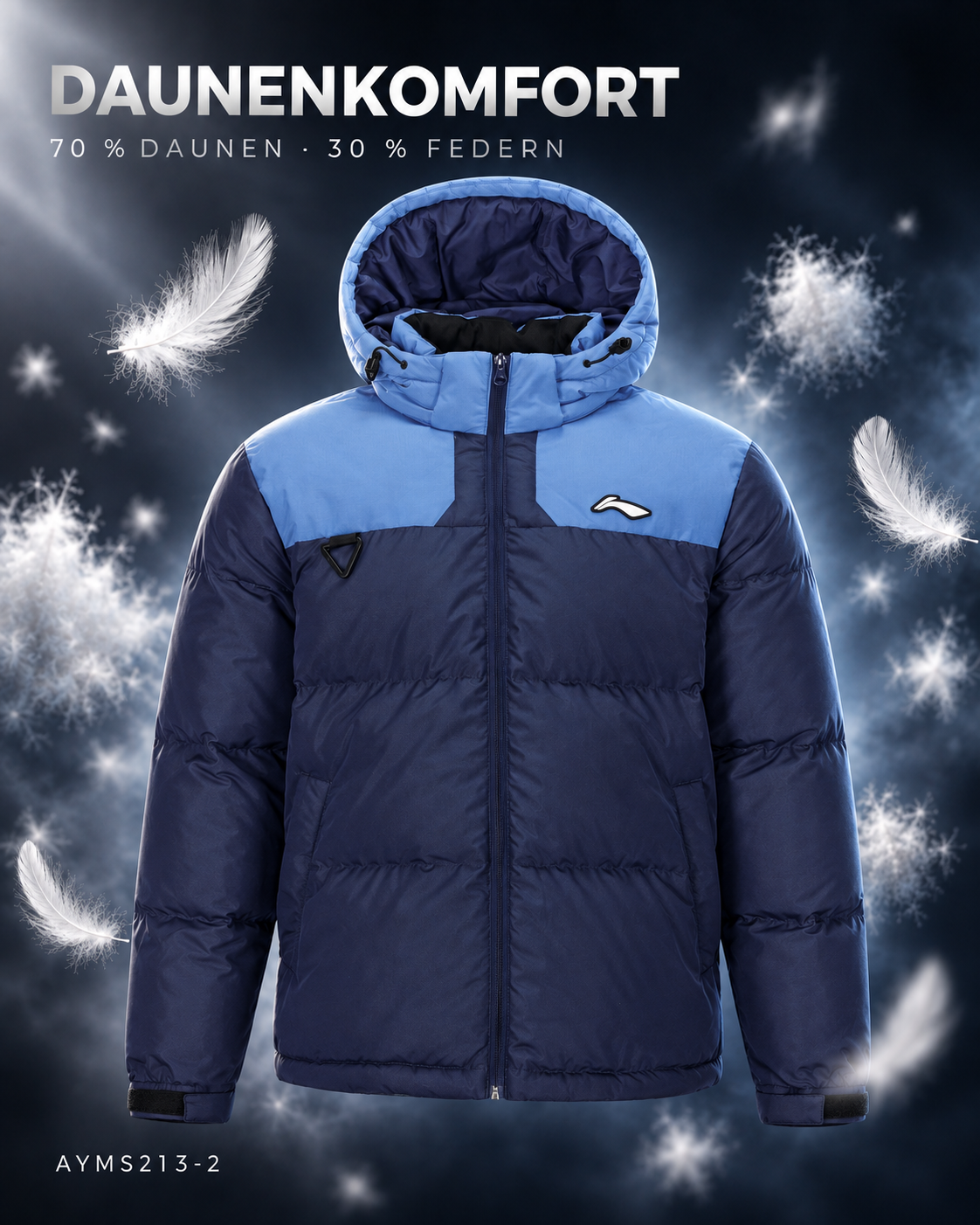 Herren Outdoor Daunenjacke dunkelblau mit Kapuze- AYMS213-2