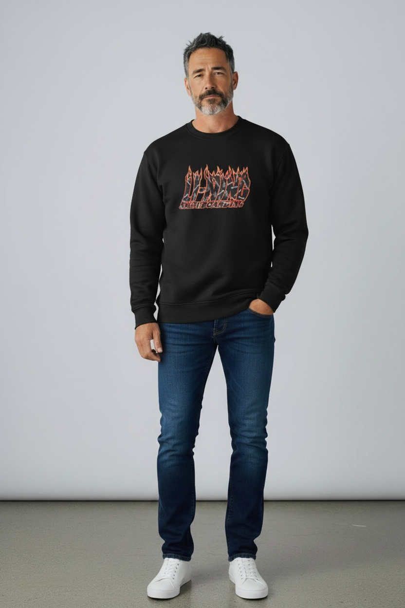 Unisex Skateboard Casual Sweater "LN FIRE" schwarz - AWDT949-1
