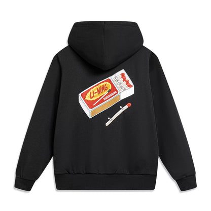 Unisex Skateboard Casual Hoody "LN FIRE" black - AWDT953-1