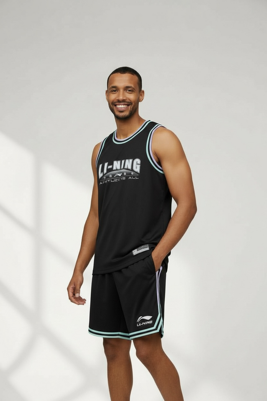 Unisex Basketball Competition Dress "Li-Ning Team" (Set of Tank and Shorts) Black - AATT013-6