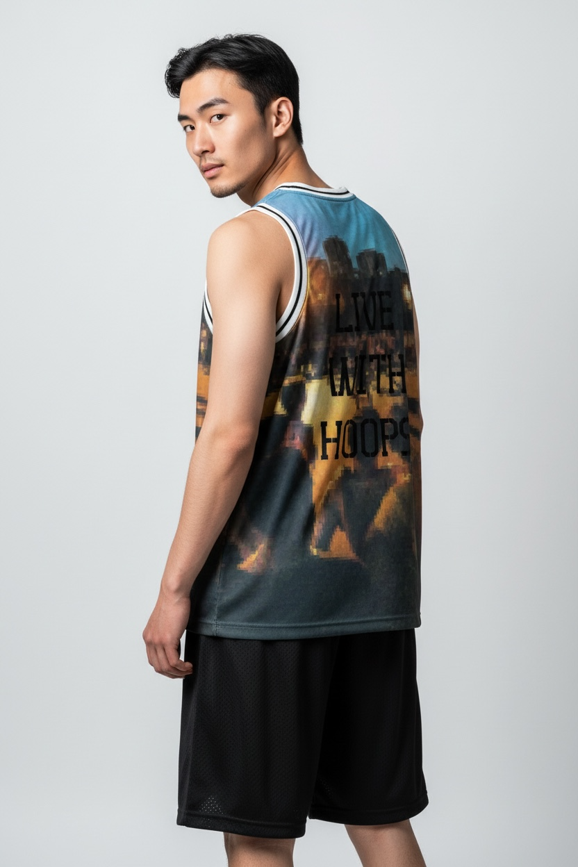 Unisex Basketball-Competition Top "Live with Hoops" Badfive bunt - AAYT041-1