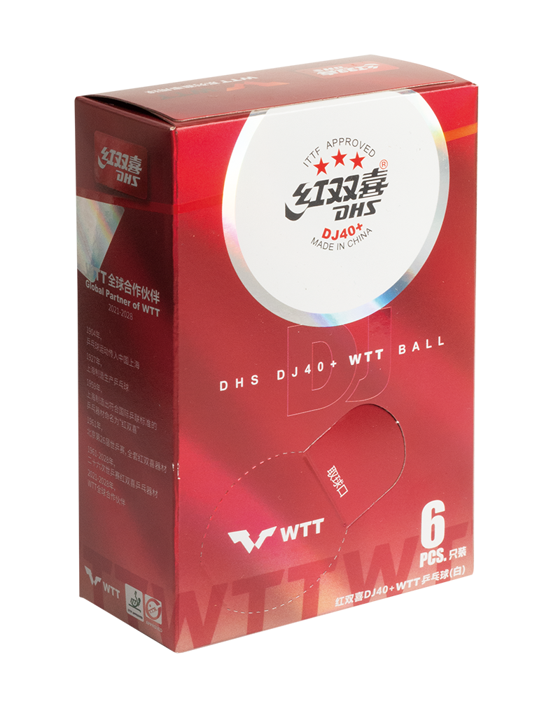 DHS Table Tennis Ball DJ40 WTT White (6 Pack) DXAR002-1/DXAV001-2