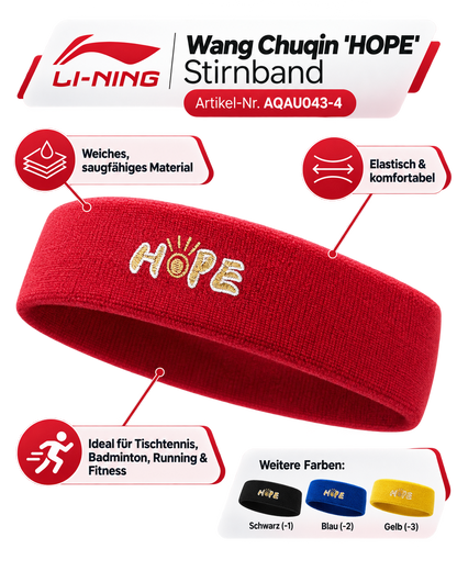 Wang Chuqin 'Hope' Stirnband - rot - AQAU043-4