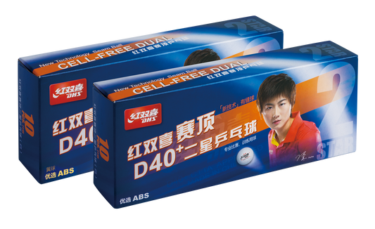 DHS Tischtennisball "CELL-FREE-DUAL" 2 Stern 40 mm+ Weiß (10 St./Kisten) CD40B DXAL004-2