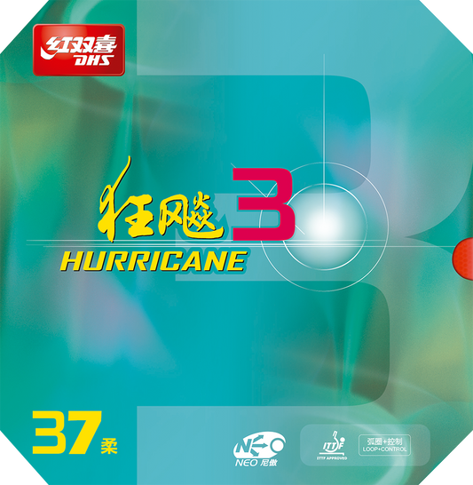 DHS NEO Hurricane 3 X-Soft 37 2,1mm Belag Rot - DXDP008-4