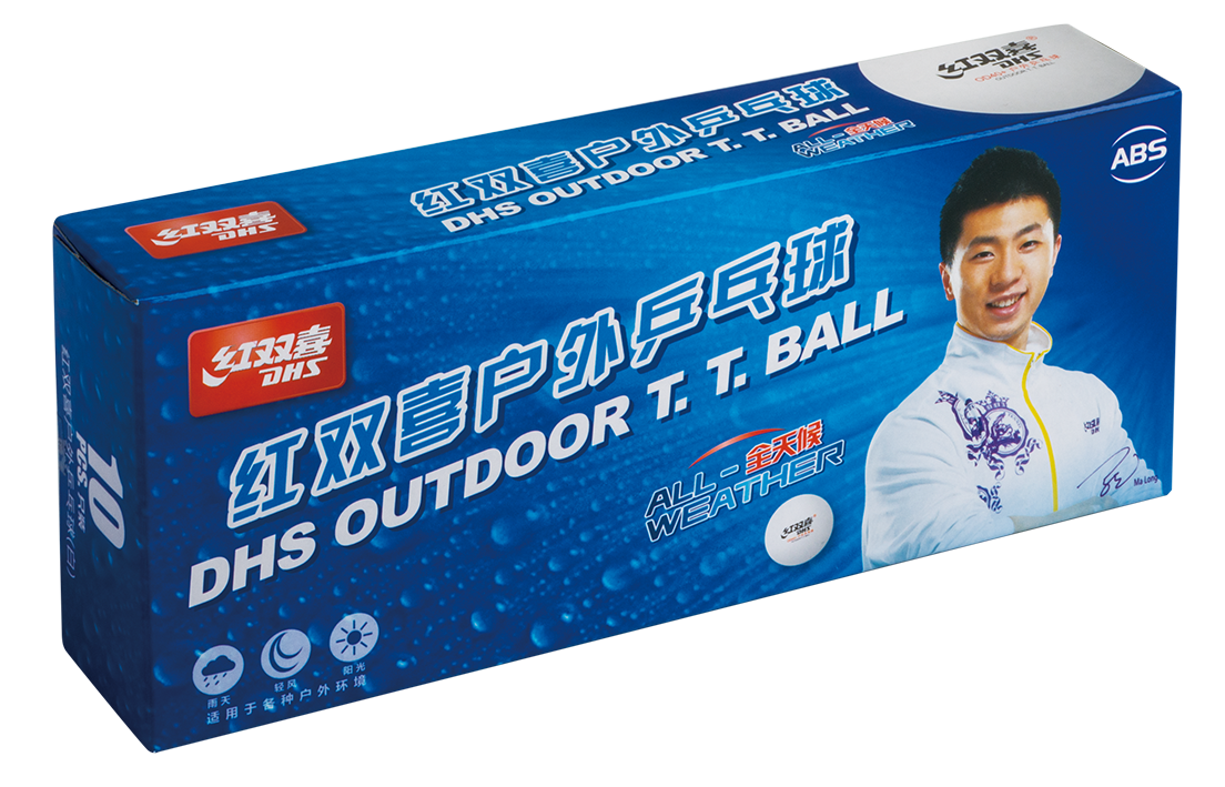 DHS Tischtennisball "CELL-FREE-DUAL"  Outdoor Ball 40 mm+ Weiß (10 St./Kiste) DXAN001-2